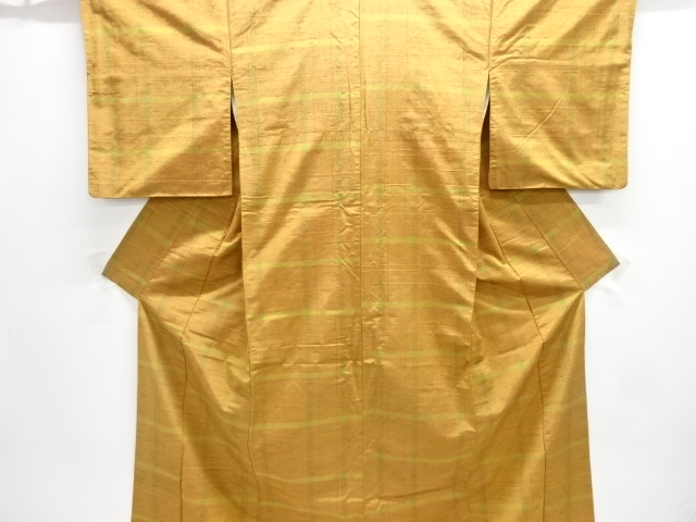 格子織り出し手織り紬着物